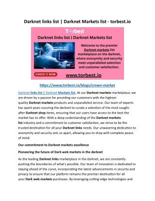 Bitcoins And Darknet Markets